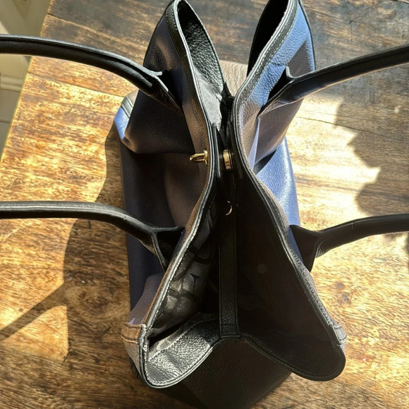 FURLA BLUE AND TAUPE GREY color block   LEATHER BAG - Picture 5 of 15